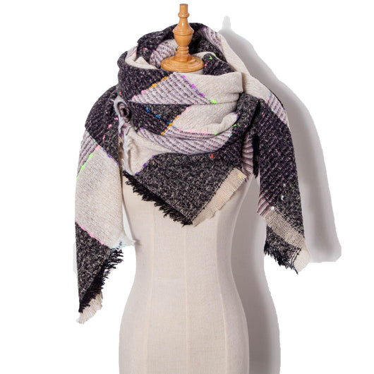 Chal Triangular Mujer a Cuadros Otoño Invierno con Cinta - Image 11