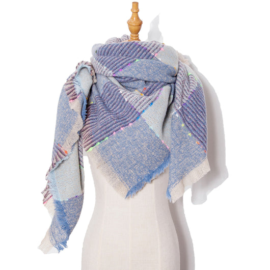 Chal Triangular Mujer a Cuadros Otoño Invierno con Cinta - Image 16