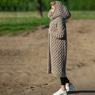 Cardigan Tejido Grueso con Capucha para Invierno Mujer - Image 4