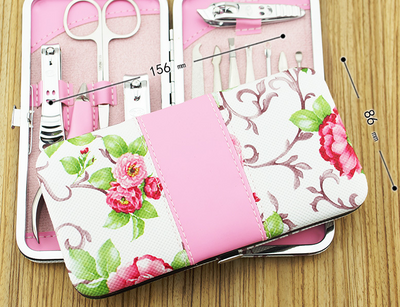 Set de Cortaúñas 12 Piezas Acero Inoxidable Diseño Floral Rosa - Image 5
