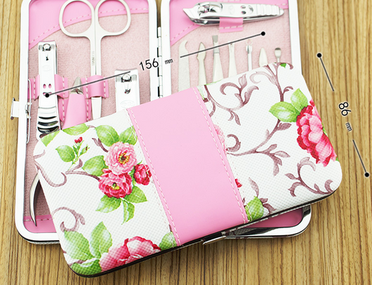 Set de Cortaúñas 12 Piezas Acero Inoxidable Diseño Floral Rosa - Image 5