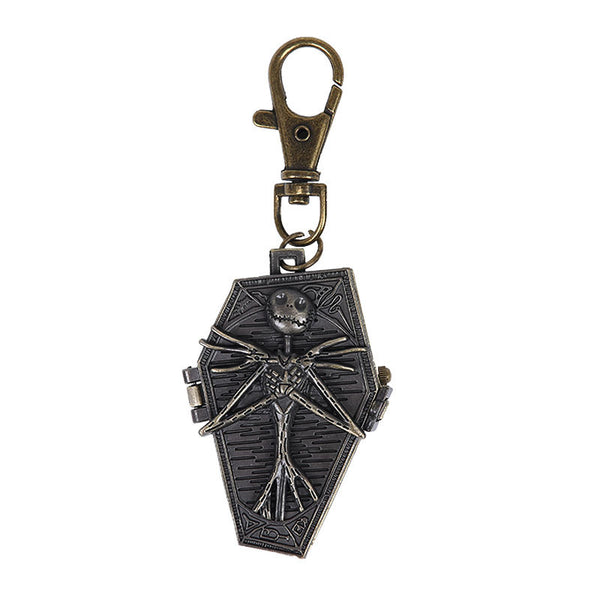 Reloj de Bolsillo Calavera Gótico Cadena Plateada Negro