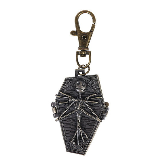 Reloj de Bolsillo Calavera Gótico Cadena Plateada Negro