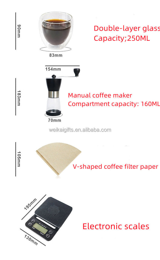 Kit Completo de Café Manual: Molinillo, Hervidor de Vidrio Doble Capa y Báscula Electrónica - Image 10