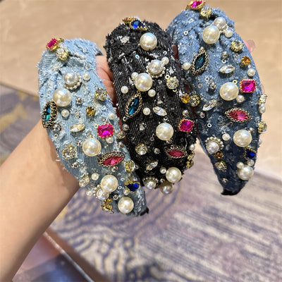 Horquilla Barroca de Denim con Cristales y Rhinestones - Image 8