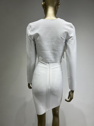 Blusa Larga con Cadena de Botones y Falda Coordinada - Image 12