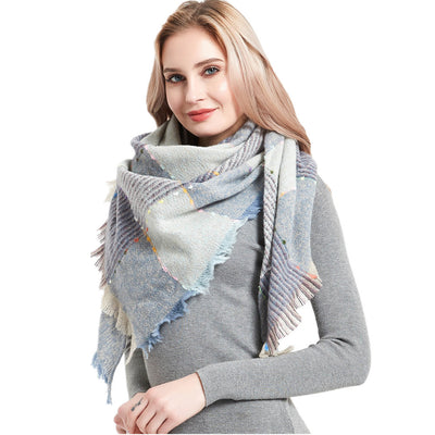 Chal Triangular Mujer a Cuadros Otoño Invierno con Cinta - Image 22