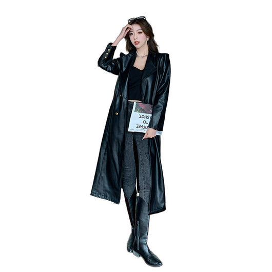 Abrigo Trench de Cuero Elegante para Mujer con Cintura Ajustable y Cordones - Image 17