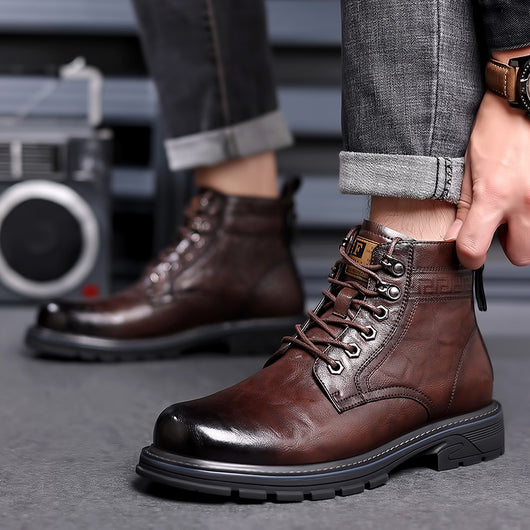 Botas de Cuero Forradas en Felpa para Hombre - Calidez y Estilo Outdoor - Image 10