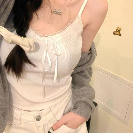 Camiseta Escote V con Moño Elegante para Mujer