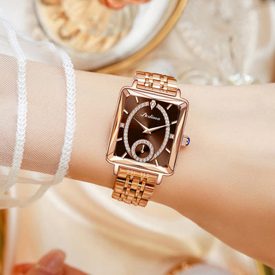 Reloj Elegante de Oro Rosado con Diamantes y Correa de Dos Pasadores - Image 18