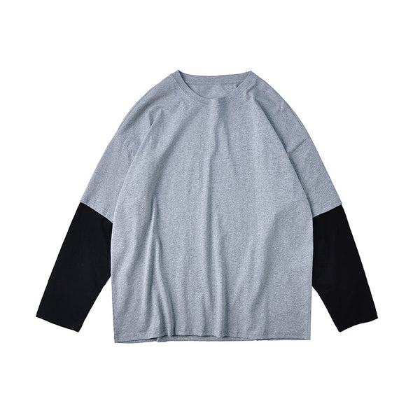 Sudadera Falso Dos Piezas Hombre Tendencia Manga Larga Suelta