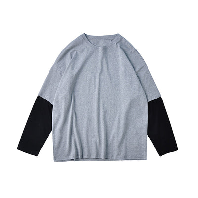 Sudadera Falso Dos Piezas Hombre Tendencia Manga Larga Suelta - Image 2