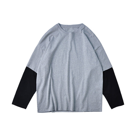 Sudadera Falso Dos Piezas Hombre Tendencia Manga Larga Suelta - Image 2