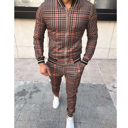 Conjunto Deportivo para Hombre con Diseño de Cuadrícula y Cierre - Pantalón Ajustado - Image 12