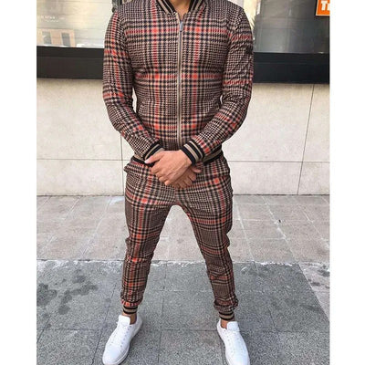 Conjunto Deportivo para Hombre con Diseño de Cuadrícula y Cierre - Pantalón Ajustado - Image 14