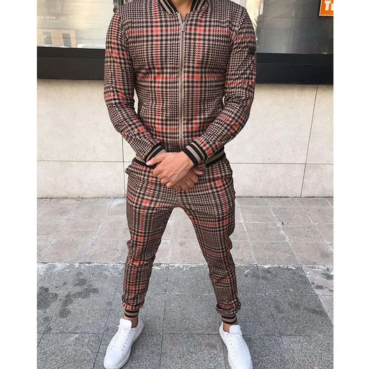 Conjunto Deportivo para Hombre con Diseño de Cuadrícula y Cierre - Pantalón Ajustado - Image 14
