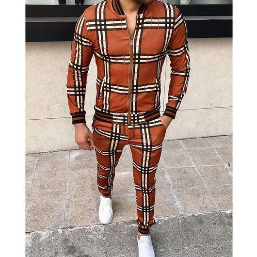 Conjunto Deportivo para Hombre con Diseño de Cuadrícula y Cierre - Pantalón Ajustado - Image 16