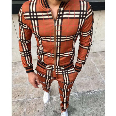 Conjunto Deportivo para Hombre con Diseño de Cuadrícula y Cierre - Pantalón Ajustado - Image 18