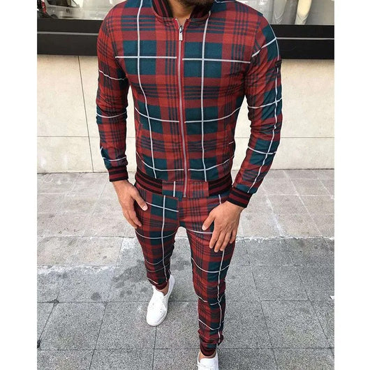 Conjunto Deportivo para Hombre con Diseño de Cuadrícula y Cierre - Pantalón Ajustado - Image 22