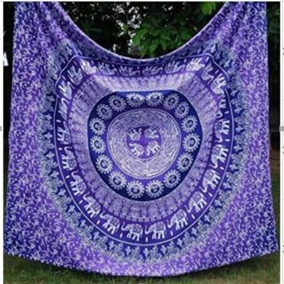 Black and white Indian Mandala tapestry wall hanging with intricate bohemian patterns, displayed in a bedroom. - Image 50