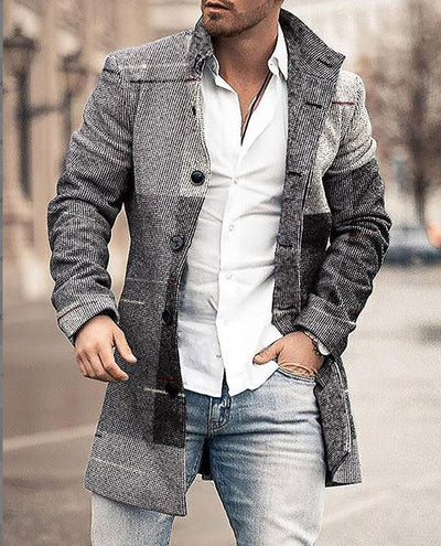 Abrigo Casual de Lana para Hombre con Cuello Alto y Bolsillos - Image 20