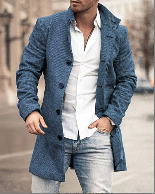 Abrigo Casual de Lana para Hombre con Cuello Alto y Bolsillos - Image 33