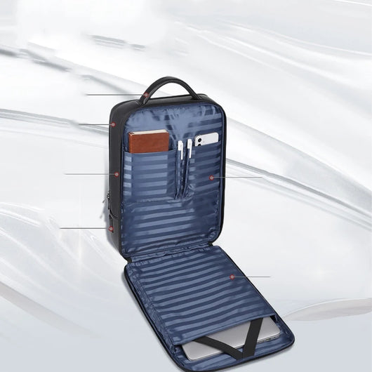 Mochila de Viaje Inteligente Cuero Premium con Carga USB, Impermeable y Antirrobo - Image 10