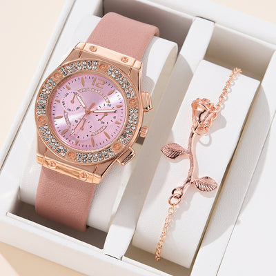 Reloj de Moda Coreana con Diamantes Incrustados y Correa PU - Image 15