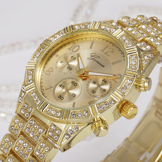 Reloj de Cuarzo Cristal para Mujer - Acero Inoxidable Lujo Geneva Sport - Image 9