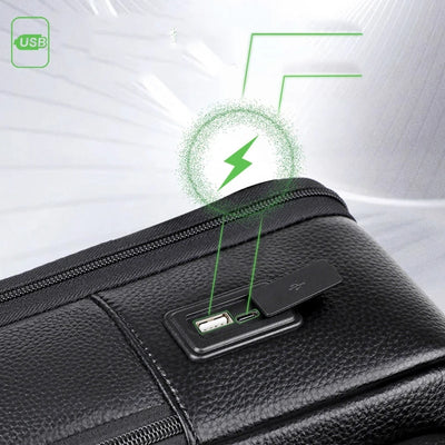 Mochila de Viaje Inteligente Cuero Premium con Carga USB, Impermeable y Antirrobo - Image 18