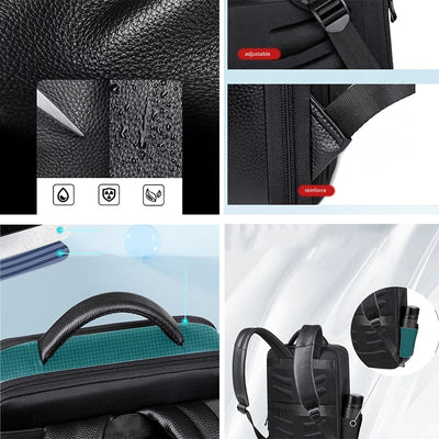 Mochila de Viaje Inteligente Cuero Premium con Carga USB, Impermeable y Antirrobo - Image 21