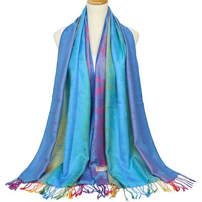 Bufanda Jacquard Vintage con Degradado Cálido - Image 12
