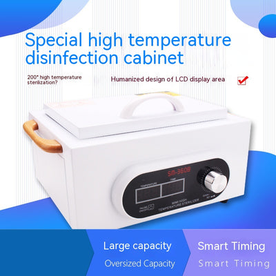 White high temperature disinfection cabinet with digital display, control knob, and wooden handle for beauty and nail tools. - Image 11