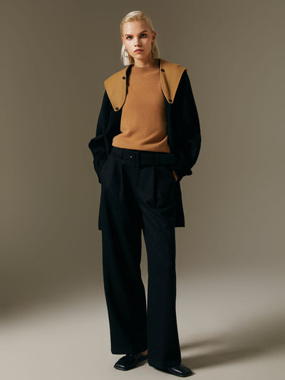 Abrigo de Lana Retro Bicolor Midi para Mujer - Image 11