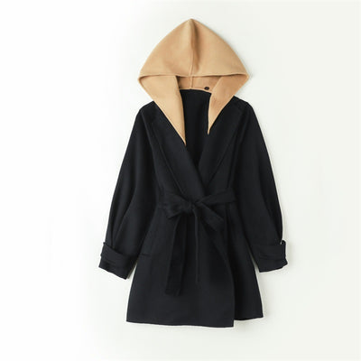 Abrigo de Lana Retro Bicolor Midi para Mujer - Image 15