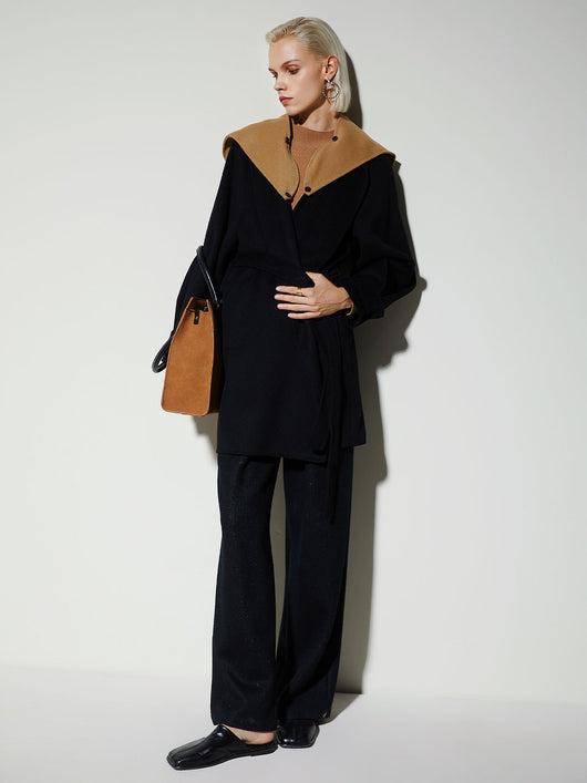 Abrigo de Lana Retro Bicolor Midi para Mujer - Image 17