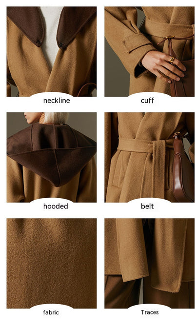 Abrigo de Lana Retro Bicolor Midi para Mujer - Image 18