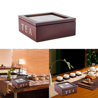 Caja de Té de Madera con Compartimentos - Organizador Premium