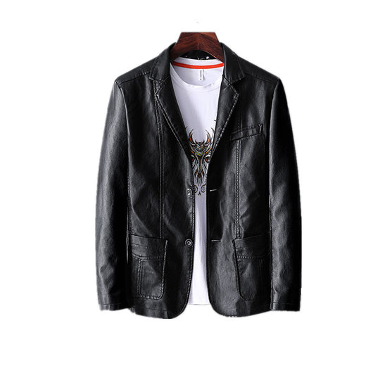 Chaqueta de Cuero para Hombre Otoño Invierno Solapa Delgada - Image 11