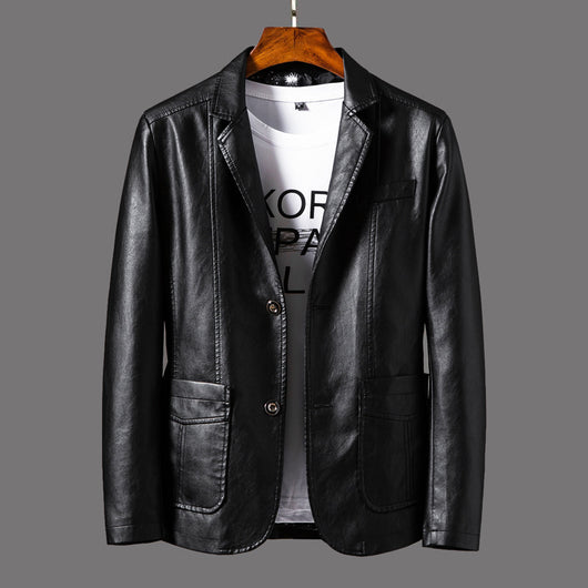 Chaqueta de Cuero para Hombre Otoño Invierno Solapa Delgada - Image 12