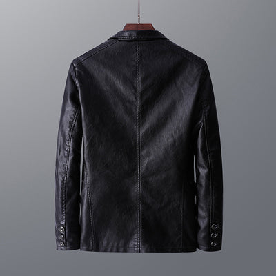 Chaqueta de Cuero para Hombre Otoño Invierno Solapa Delgada - Image 13