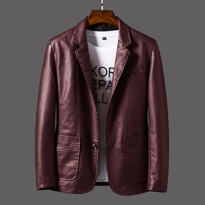 Chaqueta de Cuero para Hombre Otoño Invierno Solapa Delgada - Image 14