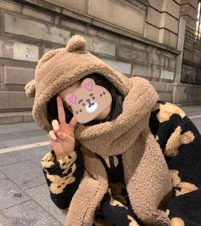 Conjunto Gorro y Bufanda Oso de Peluche para Bebé - Protección Térmica y Estilo Adorable - Image 9