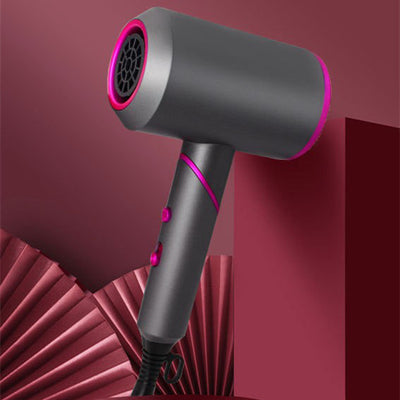 Emerald green folding hair dryer with gold accents, shown with a concentrator, comb, and diffuser nozzle attachments. - Image 15