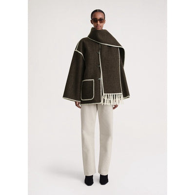 Abrigo de Lana Suelto con Cuello Bufanda de Borlas para Otoño e Invierno - Image 25