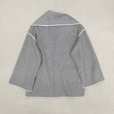 Abrigo de Lana Suelto con Cuello Bufanda de Borlas para Otoño e Invierno - Image 34