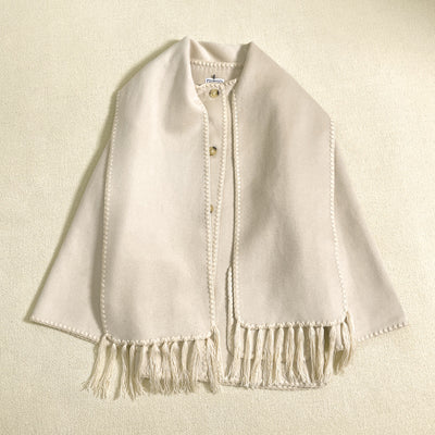 Abrigo de Lana Suelto con Cuello Bufanda de Borlas para Otoño e Invierno - Image 36