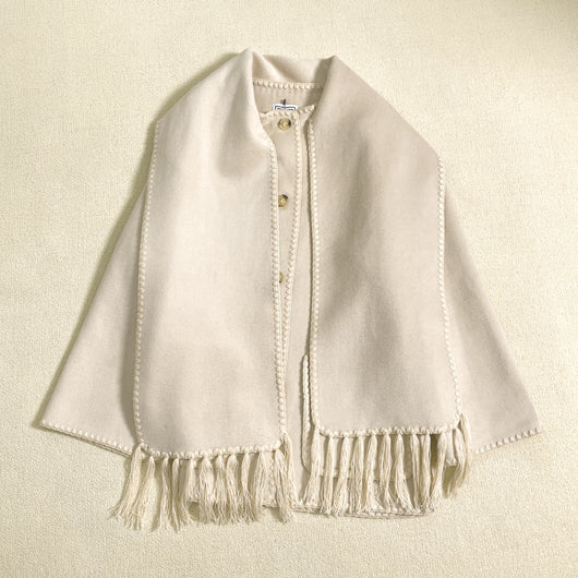 Abrigo de Lana Suelto con Cuello Bufanda de Borlas para Otoño e Invierno - Image 36