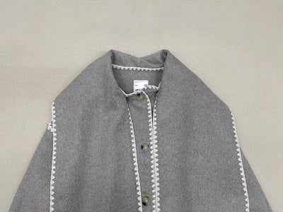 Abrigo de Lana Suelto con Cuello Bufanda de Borlas para Otoño e Invierno - Image 37